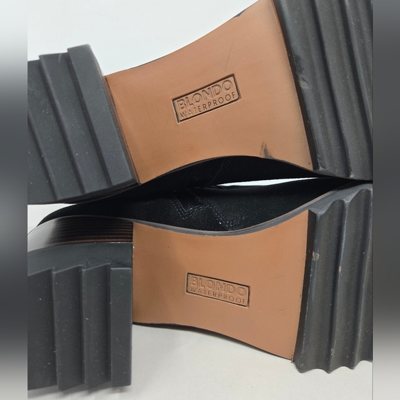 Blondo Waterproof Soft Leather Ankle Boot Sz 10M Rosalyn Black Suede Block Heel - Picture 7 of 11